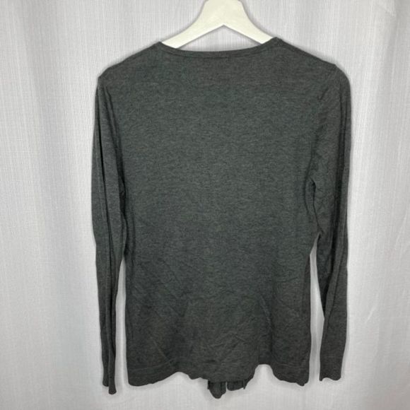 DKNY Gray Button Front‎ Ruffle Cardigan - Picture 2 of 3